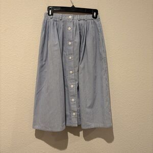 Vintage Orvis A-Line Midi Skirt Elastic Waist Buttons Down Vtg Sz 8 (24” X 26”)